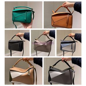 5A Designer Bag äkta läderhandväska axel hink kvinna väskor pussel koppling totes crossbody geometry kvadrat kontrast färg lapptäcke