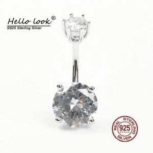 Kedjor HelloLook Round Zircon Navel Piercing 925 Sterling Silver Belly Ring for Women Body Jewelry Luxury Wedding Belly Button Ring