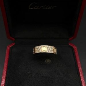 Aliança de casamento bague parafuso banhado a ouro anel promessa duas fileiras de incrustação de moissanite clássico rosa dourado titânio aço luxo amor mulher anéis de diamante ZB019 e4