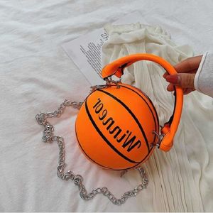 デザインバスケットボールシェイプハンドバッグファッション女性チェーンハンドバッグレターショルダーバッグ