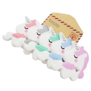 Kolyeler Chenkai 5pcs Unicorn Silikon Teether Bebek Renkli Diş Çıkış Kemirgen Emzik Emzik Kolye Gıda Sınıfı Diy Toddler Takı Oyuncak