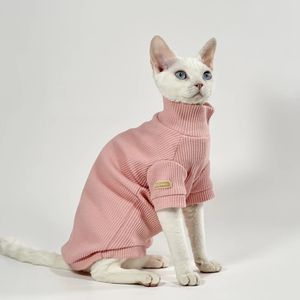 Sphynix Clothes for Cat Autumn Winter Devon Clothes Hooded Cotton Sweatshirt Sphynx Cat Costume Soft Baby Coat with Good Elestic 240320