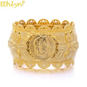 Bangles Ethlyn Takı Dubai tarzı mücevher Napoleon Coin Kadınlar İçin Büyük Bilek Bangles African/Hindistan // Orta Doğu Öğeleri B68