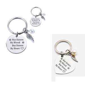 Key Rings Personalized Sister Stainless Steel Keychain Engraved Not Sisters By Blood But Heart Keyring Key Chains Pendant D Dhgarden Dhhul