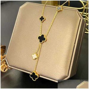 Pendant Necklaces Designer Jewelry Classic 4/four Leaf Clover Locket Fashion Necklace Highly Quality Choker Chains 18k Plated Gold g Dhh46