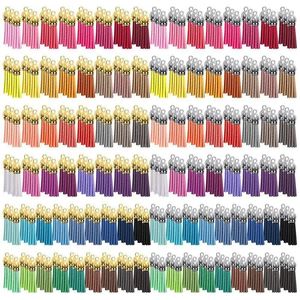 Nyckelringar 300 stycken Keychain Tassels Bulk Leather Tassel Colored Pendants For DIY Craft