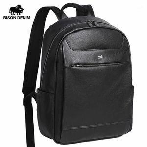 BISON DENIM Echtes Leder Mode Rucksack 15 Zoll Laptop Tasche Reise Rucksack Schultasche Für Teenager Qualität Mochila N200361323p