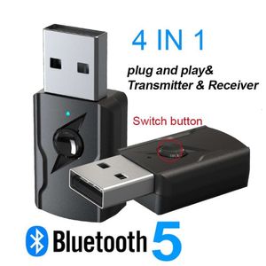 자동차 Bluetooth 수신기 듀얼 출력 컴퓨터 TV 오디오 송신기에서 4 개의 USB 5.3