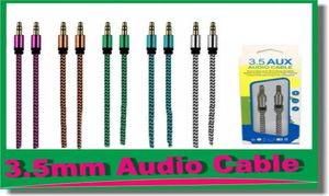 3,5mm Auxiliary Aux Extension o Kabel Unbroken Metal Fabric Braiede Male Stereo Cord 1m för Samsung MP3 -högtalartablett PC3868781