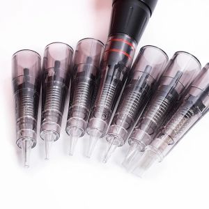 İğneler 50 PCS Tek Kullanımlık Sterilize Kalıcı Makyaj Kartuşu İğneler 1R/3R/5R/7R Biyomazer Dövme Kalem Makinesi İğneler İpuçları