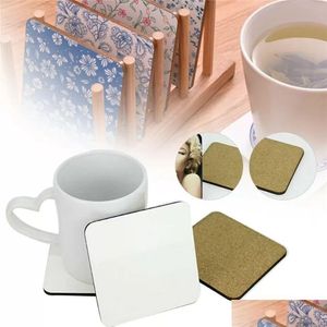 Mats Pads Ups Mats Pads Sublimação Em Branco Coasters DIY Personalizado Forma Redonda Natural Cork Coaster Café Chá Insation Cup Pad Slip DHSV3