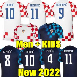 2022 Croacia MODRIC camisas de futebol seleção nacional MANDZUKIC PERISIC KALINIC 22 23 Croácia camisa de futebol KOVACIC Rakitic Kramaric Homens Kit Infantil uniformes