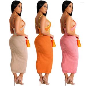 Casual Dresses Sexy Hollow Women Maxi Dress 2024 Design Sticked Sleeveless Bodycons Outfits Slim Fit Summer Party Wear Clothing