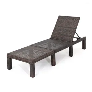 Camp Furniture Corinne Chaise longue da esterno in vimini senza cuscino, sedia da patio multimarrone