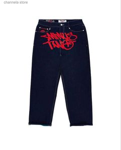 Jeans masculinos Y2K preto fino reto bordado jeans mens primavera e outono tendência solta casual casal calças streetwear varejo / atacado T240227