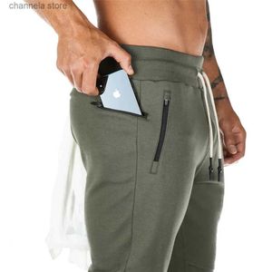 Calças masculinas joggers sweatpants homens calças casuais cor sólida ginásio fitness treino calças esportivas outono inverno masculino crossfit trackpants t240227