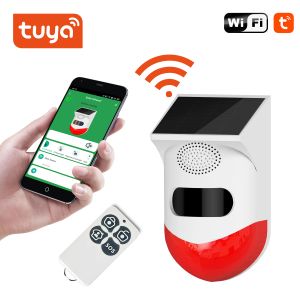 Detector Tuya Smart WiFi Solar Powered Wireless Infrared Motion Sensor Detector Alarm Outdoor Waterproof PIR Sensor With Remote Control