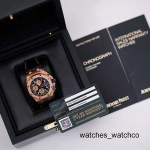 الذكور الفاخرة wristwatch ap wrist watch ملحمة رويال أوك في الخارج 26470OR أسود واجه رجال الساعة 18K وردة الذهب كرونوغراف أوتوماتيكي سويسري سويس