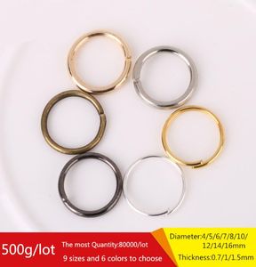 Cały 500 gmy w przybliżeniu 80000 PCSLOlot 4 mm 5 mm 6 mm 7 mm 8mm 10 mm 12 mm 14 mm 16 mm 16 mm otwarty pierścień złącze pierścienia złącze DIY biżuteria A1394329