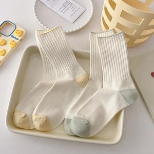 Women Socks Fashion For Spring Trends Mixed-Color Japanese Style Cotton Casual Female Breathable Simple White