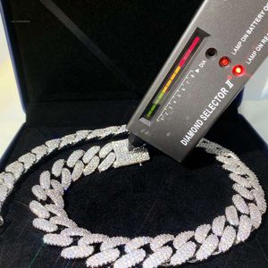 Ny design hiphop bling smycken miami halsband is ut vvs moissanite diamant sier kubansk länk kedja