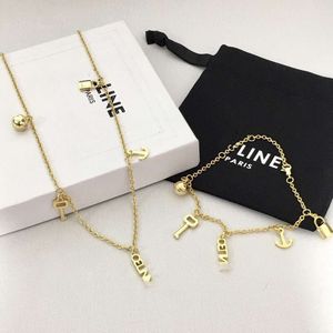 Designer celline Saijia New Key Lock Head Letter Necklace Female Ship Anchor Small Golden Ball Pendant High Sense Temperament Tassel Clavicle Chain