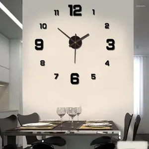 Wall Clocks 3D Diy Decor Quartz Clock Fashion Acrylic Mirror Stickers Modern Design Large Living Room Home Decoration