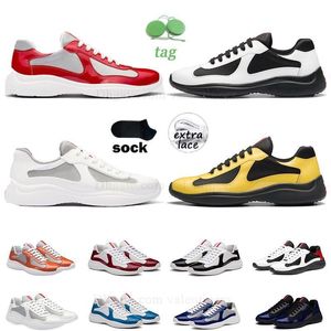 Agora 2024 Designer Mens Womens Sneakers America Cup High Top Low Patent Couro Soft Casual Sapato Verde Amarelo Branco Runner Trainers Homem Grande Tamanho Unissex Running Shoes