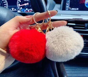 Rex Rabbit Hair Ball Keychain Fave Fave Female Cute Car Pendant Plush SchoolBag Pendants Accessories Key Chain4826767