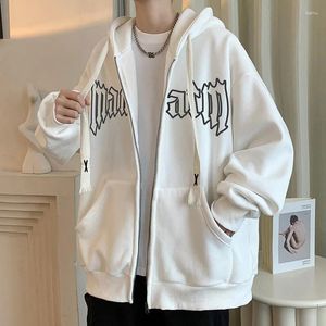 Men's Hoodies Spring Autumn Cardigan Sweater Loose Fitting Fashion Letter Printed Zipper Hooded Jacket Versatile Casual Top Hoodie Coat