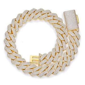 Collana cubana ghiacciata di alta qualità Passa Diamond Tester VVS Moissanite Gioielli hip hop Bracciale cubano 15MM Collegamenti cubani in argento sterling 925 IDMU