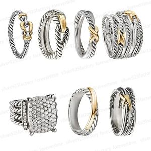 2024 anelli di banda di vendita a caldo Twisted Two Color Cross Pearls Designer Ring per donne Fashi