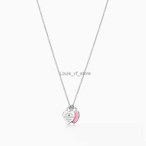 Pendant Necklaces 2024 Fashion Jewelry Designer Fashions Classic Thome S925 Sterling Silver Double Heart Plate with Drip Glue and Diamond Plated t Ingr H24227