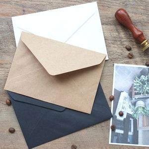 Blackboard 50pcs/set Vintage Brown White Black Kraft Blank Mini Paper Window Envelopes Wedding Invitation Envelope /gift Envelope/3 Color