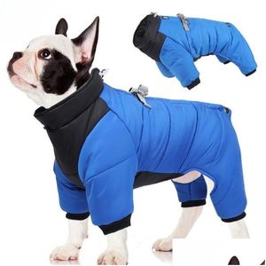 犬のアパレルリフレクティブドッグ冬のジャケットは、ハーネスの耐水性と風の装備のアパレルを組み込んだ寒い天気コートsm dhgmg用の居心地の良い服