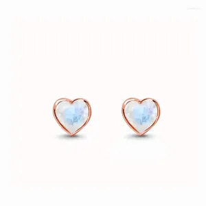 Orecchini a bottone Han Hao S925 in argento sterling dal design premium con cuore d'amore e pietra di luna per le donne