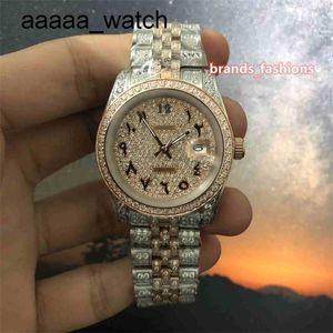Diamonds Mens Ice Watch Bi-Rose Gold Strap Strap Watch Arabic Digital Scale Automatyczne zegarki mechaniczne