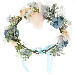 Dog Collars Headgear Bride Ornament Floral Crown For Wedding Fabric Artificial Flower Wreath
