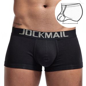 Underbyxor Jockmail Men's Sports Briefs Sexig låg midja Innerring Underkläder Club Casual Shorts Bomull