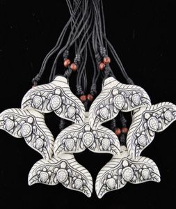 Whole 12PCS Cool Ethnic Tribal White Imitation Yak Bone SharkWhale Tail Surfing Turtles Pendant Necklace Mermaid tail charms 3820070