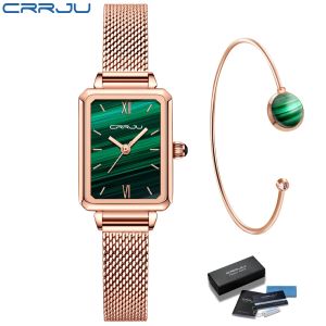 1 set orologio da polso cinturino in vero acciaio inossidabile verde malachite quarzo giapponese orologi da donna in acciaio pieno oro rosa