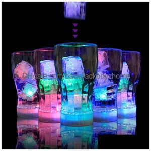 Andra barprodukter LED Ice Cube Night Lights MTI Color Changing Slow Flash Novelty Liquid Sensor Water Submerible For Party Wedding B DHWVL