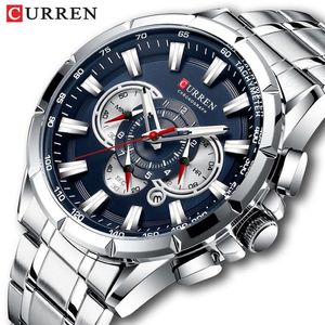 CURREN Wrist Watch Men Waterproof Chronograph Military Army Stainless Steel Male Clock Top Brand Luxury Man Sport Watches 8363 220222Z