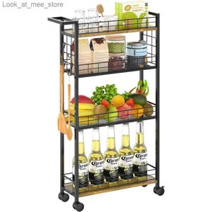 Carrelli della spesa Veicolo di stoccaggio ultrasottile con ruote Organizzatore mobile per scaffali stretti a 4 strati veicolo utilitario con maniglie carretto a mano ultrasottile Q240227