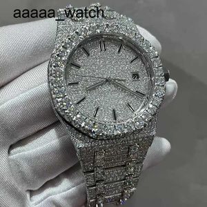 Diamonds AP Watches Version VVS Moissanite Mens Automatic Silver Pass Test Top Quality ETA Movement 904L Rostfritt stål Iced Out Sapphire Watch Waterproof