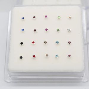 Biżuteria 20pcs/paczka 925 Srebrne nose kołki gwiazdy kryształowy nadwozie piercing biżuteria przeszywającego Nariz Plata