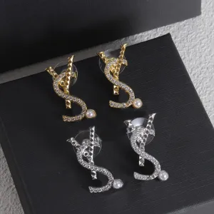 Stud Earings Designer Earrings for Women Pendant Earrings Wedding Jewelry Pearl Earing Diamonds Accessories Ear Cuff With Box Jewelry Wedding Gift