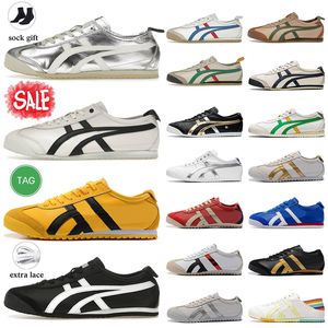 Sapatos de grife Onitsukass Tiger Mexico 66 Lifestyle Sneakers Mulheres Homens Sapatos Casuais Prata Off Preto Branco Azul Bege Grama Verde Bétula Verde Vermelho Amarelo Sneaker