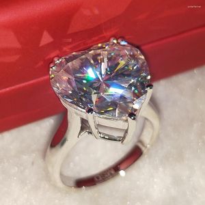 Pierścienie klastra 18K 750au Złoty pierścień 10 dvvs serce Moissanite Diamond Round Party Wedding Party Anniversary Rocznik