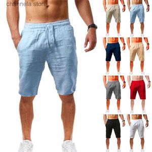 Męskie szorty Summer Men Botton Linen Shorts Owwrotne swobodne spodenki Soild Shorts Basketball Gym Mężczyźni Oddychaj Sport Beach Shorts Man Ubrania T240229